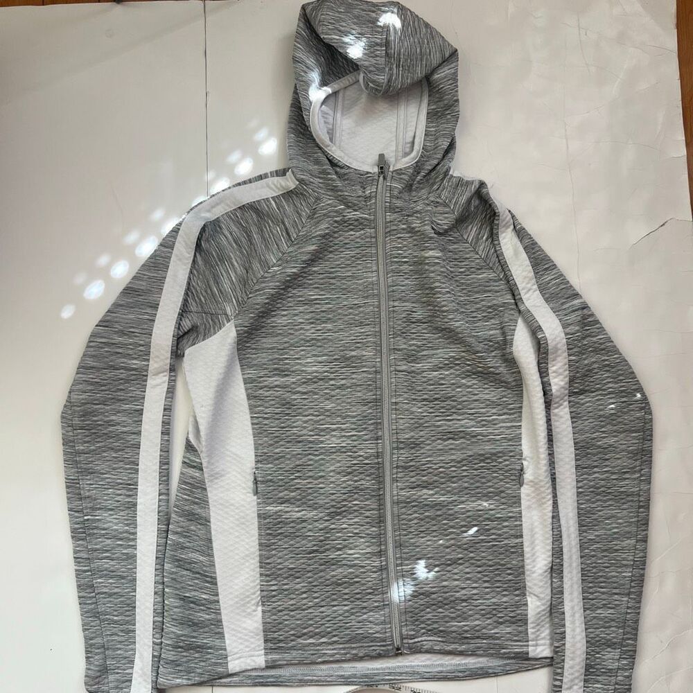 Athleta Women's Snowscape Quilted Full Zip Athletic Jacket Gray White Large
